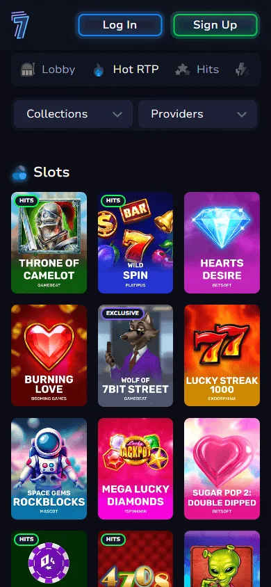 7BitCasino mobile games screen