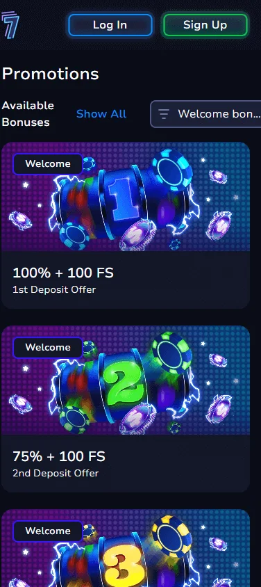 7BitCasino mobile promotions screen