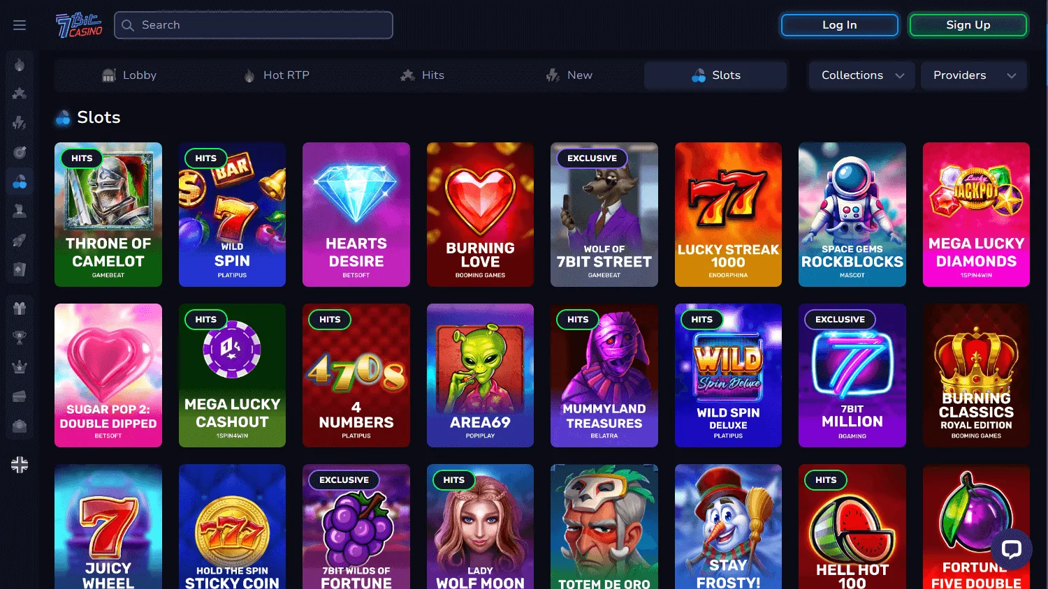 7BitCasino desktop games screen